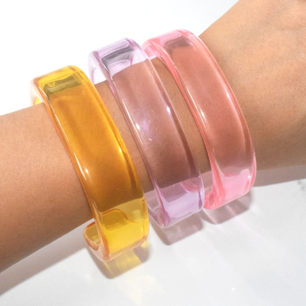 fashion epoxy acetate acrylic plastic resin open cuff bangle bracelet cuffs jewelry for women mix colors