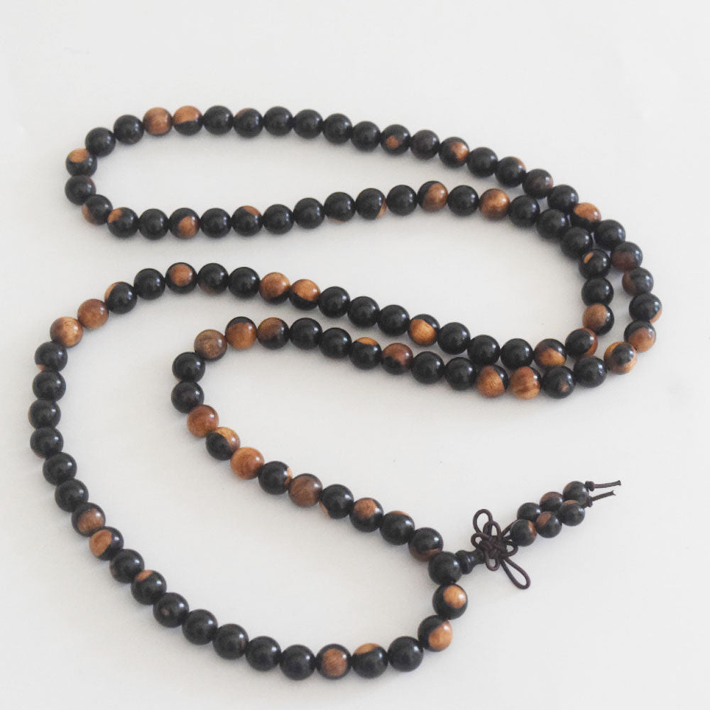 Unisex Natural Wood Meditation Rosary Wenge108 mala prayer beads Buddhist wooden bead Necklace Bracelet men women jewelry