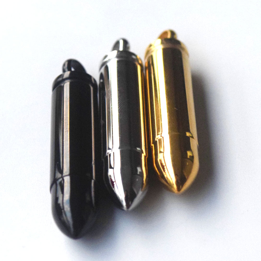 men's stainless steel bullet urn pendant necklace no chain 47x10mm gold black and silver 3 colors