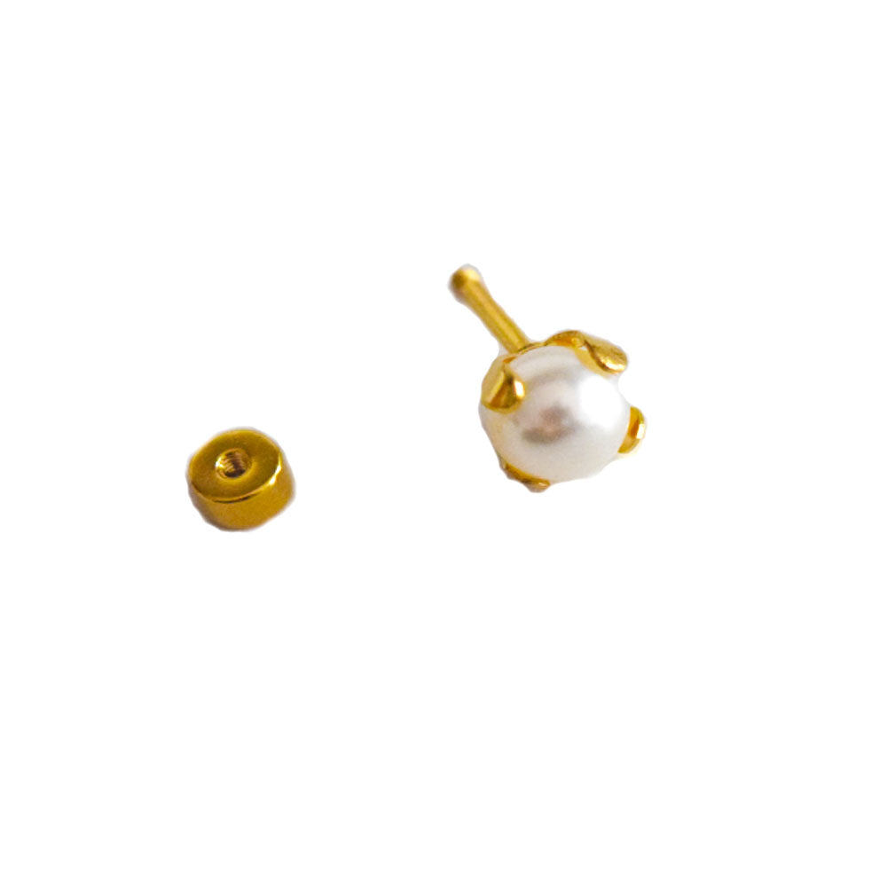 wholesale high quality tiny stainless steel imitation pearl bead charm flatback stud earring unisex china manufacturer supplier