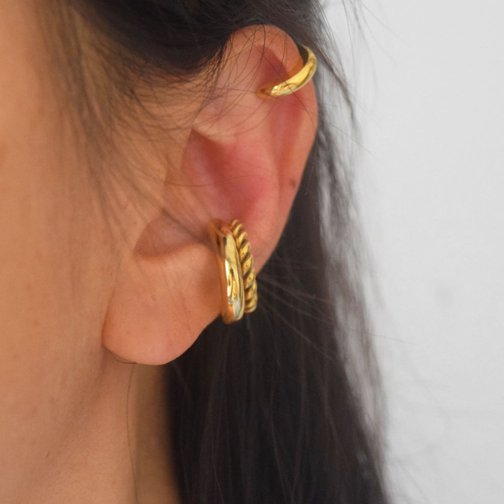 men women cartilage thick stainless steel 18k gold plated conch ear cuffs acero inoxidable earrings upper ear non pierced