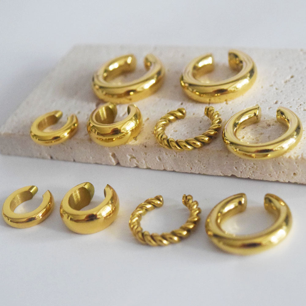 men women cartilage thick stainless steel 18k gold plated conch ear cuffs acero inoxidable earrings upper ear non pierced