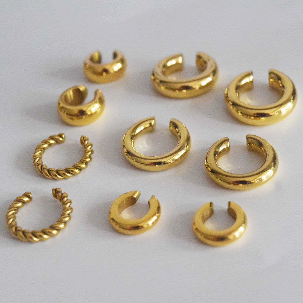 men women cartilage thick stainless steel 18k gold plated conch ear cuffs acero inoxidable earrings upper ear non pierced