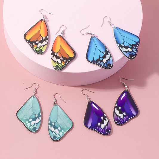 acrylic resin plastic butterfly wing dangle drop earring women earrings jewelry