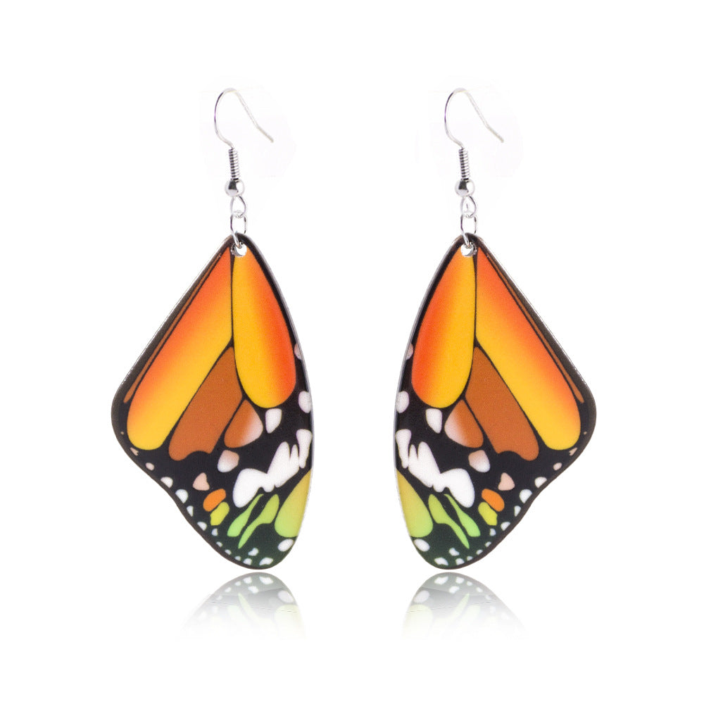 acrylic resin plastic butterfly wing dangle drop earring women earrings jewelry