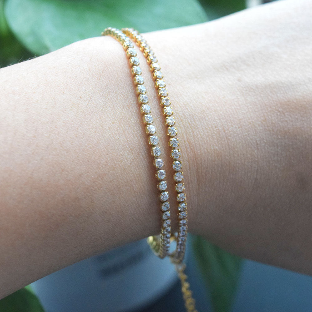 eternity Stainless steel tennis zircon beads iced out 1.5 2 2.5 3 4 shiny chain bracelet jewelry women bracelets china supplier