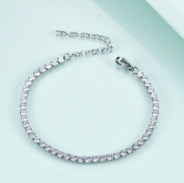 eternity Stainless steel tennis zircon beads iced out 1.5 2 2.5 3 4 shiny chain bracelet jewelry women bracelets china supplier