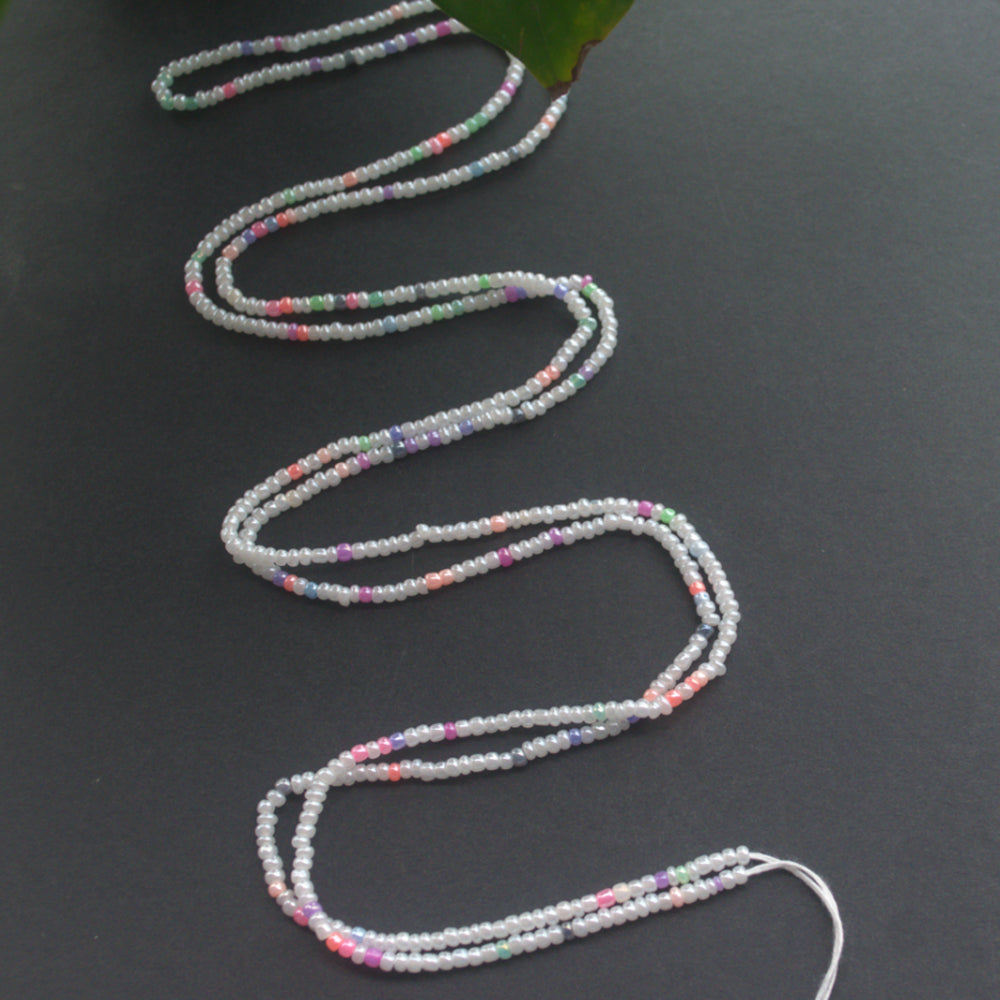 handmade 50 inches adjustable bulk tie on waist beads on cotton cord belly chain body jewelry simplicity white color