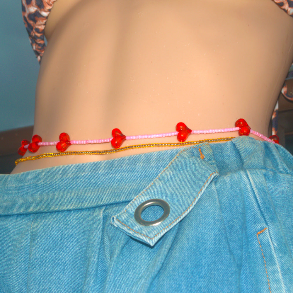 boho glass seed beads heart charms handmade one elastic cord plus one lobster clasp 2pcs waist beads belly chain body jewelry