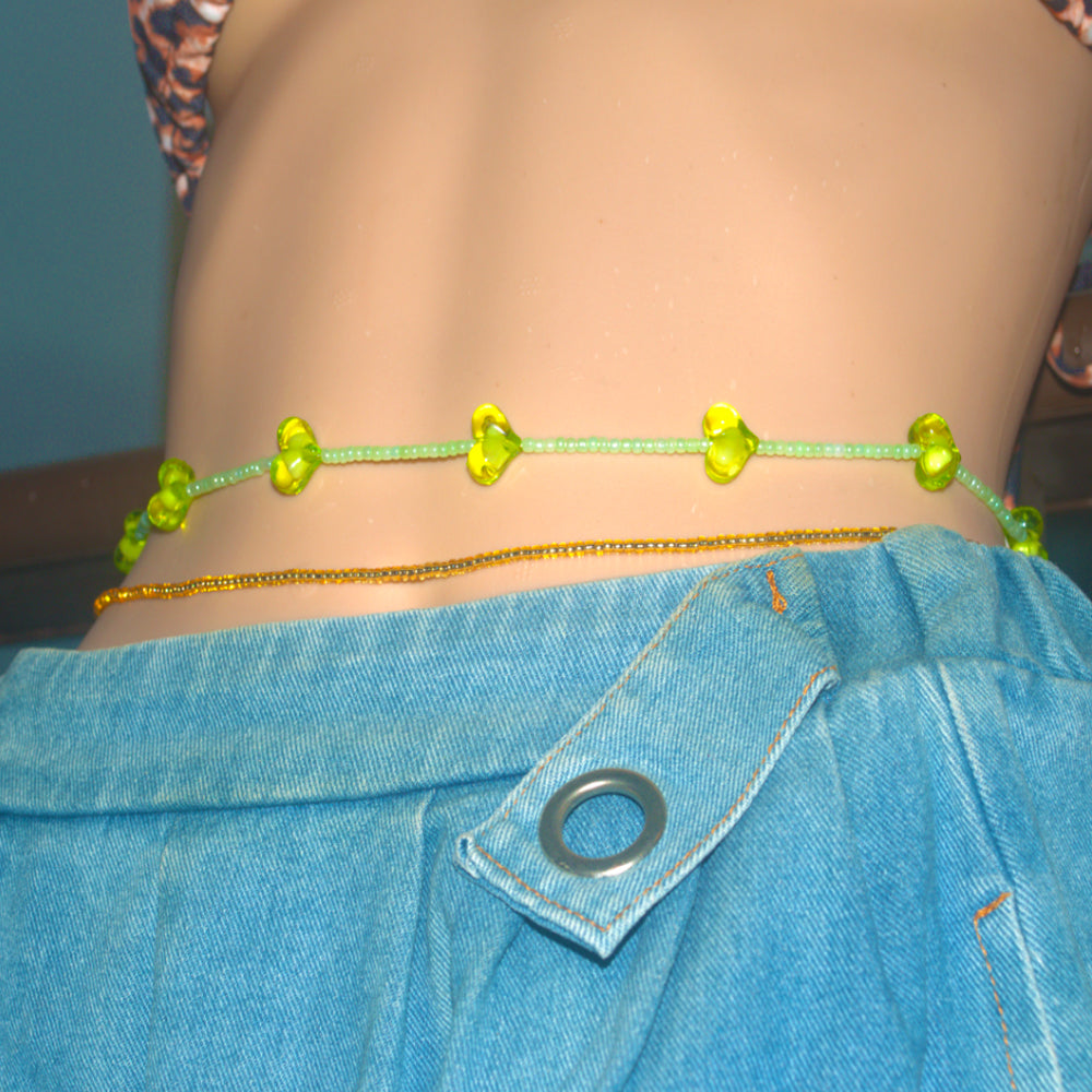 boho glass seed beads heart charms handmade one elastic cord plus one lobster clasp 2pcs waist beads belly chain body jewelry
