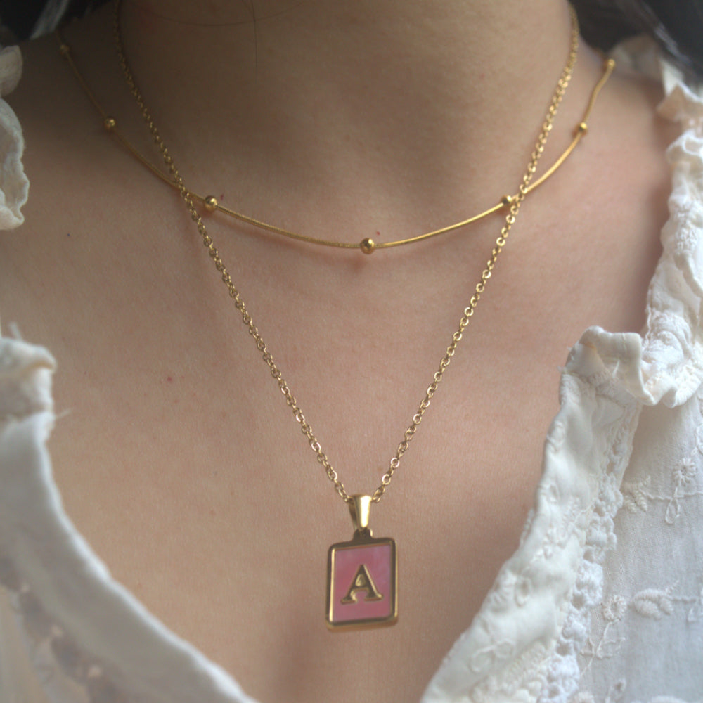 stainless steel 18k gold plated single initial bubble letter a j pendant necklace gold designs double layers jewelry women