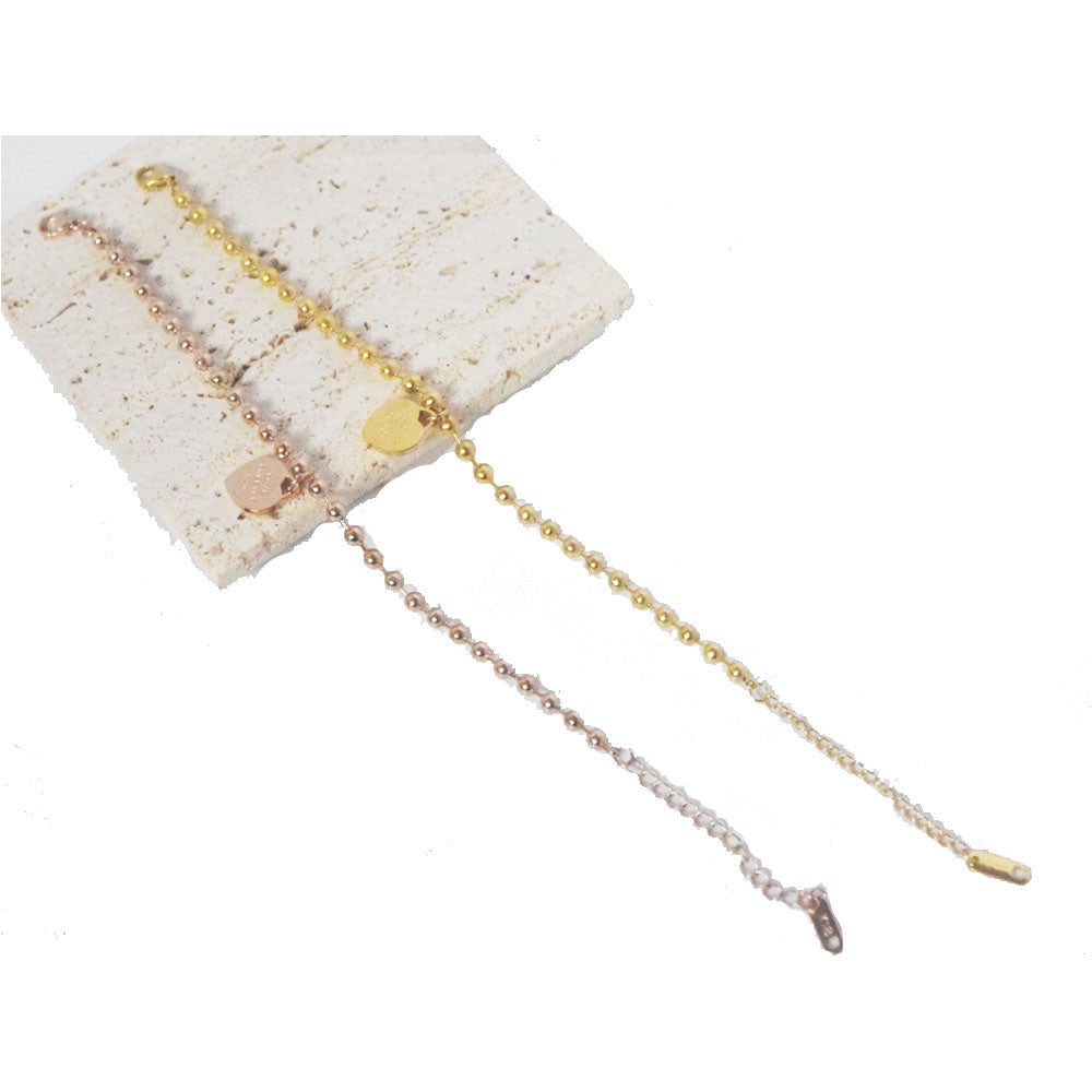 fashion trendy stainless steel gold plate round ball beads chain bracelet heart charm pendant bracelet jewelry