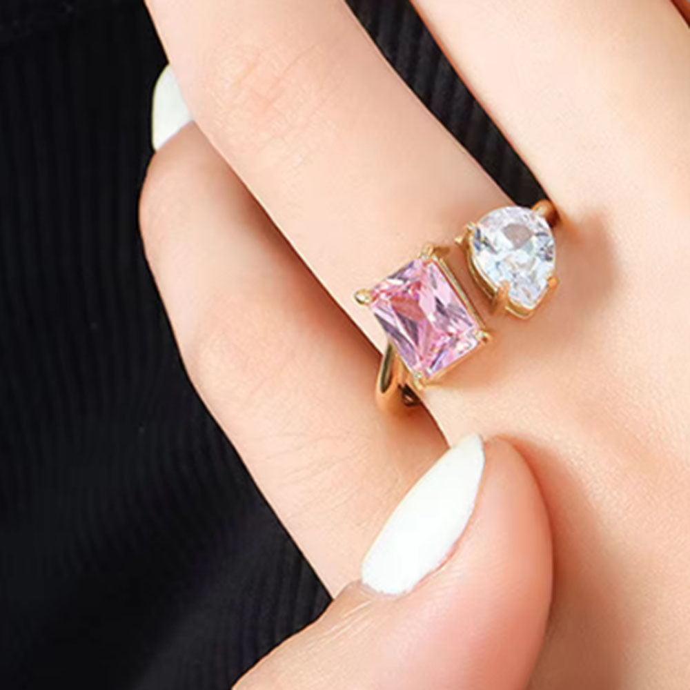 wholesale ladies bulk fashion new hot selling titanium stainless steel real 18k gold plated zircon ring for women jewelry