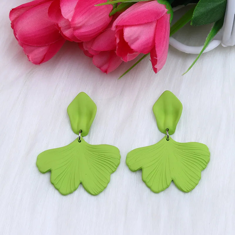 Candy Color 12 Women's Earrings Korean Acrylic Drop Earrings for Women Statement Geometric Leaf Earring Fashion Female Jewelry