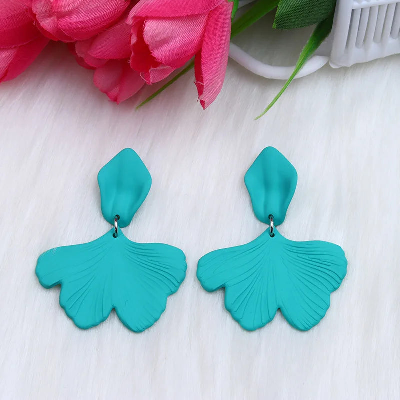 Candy Color 12 Women's Earrings Korean Acrylic Drop Earrings for Women Statement Geometric Leaf Earring Fashion Female Jewelry