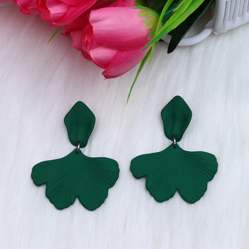 Candy Color 12 Women's Earrings Korean Acrylic Drop Earrings for Women Statement Geometric Leaf Earring Fashion Female Jewelry