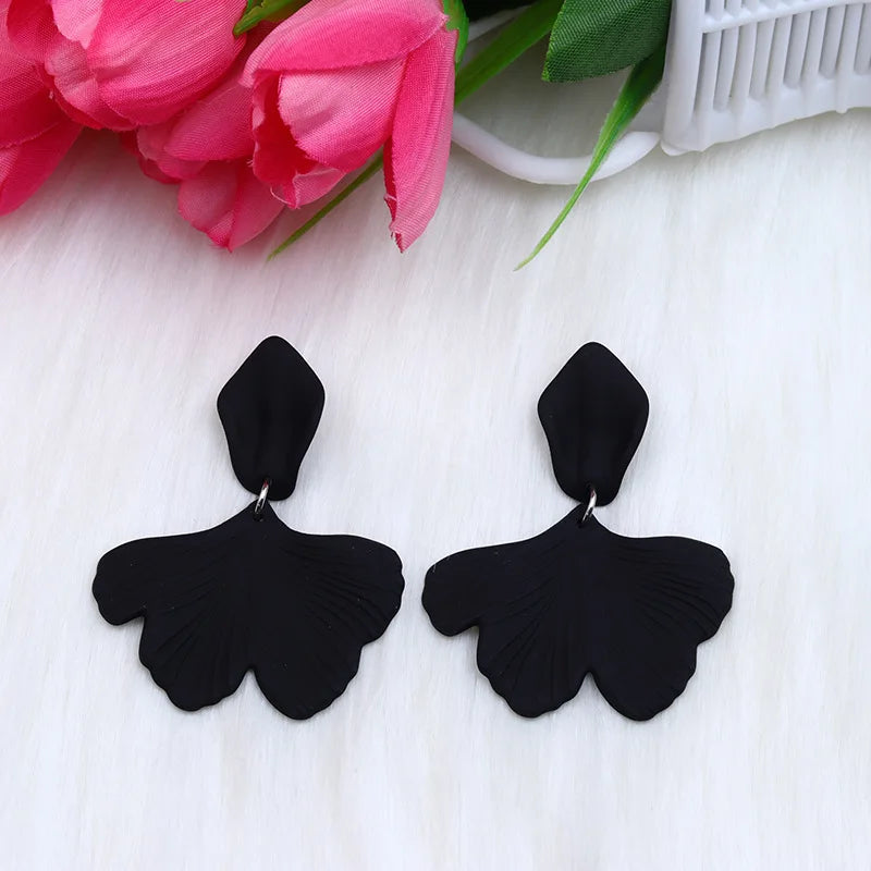 Candy Color 12 Women's Earrings Korean Acrylic Drop Earrings for Women Statement Geometric Leaf Earring Fashion Female Jewelry