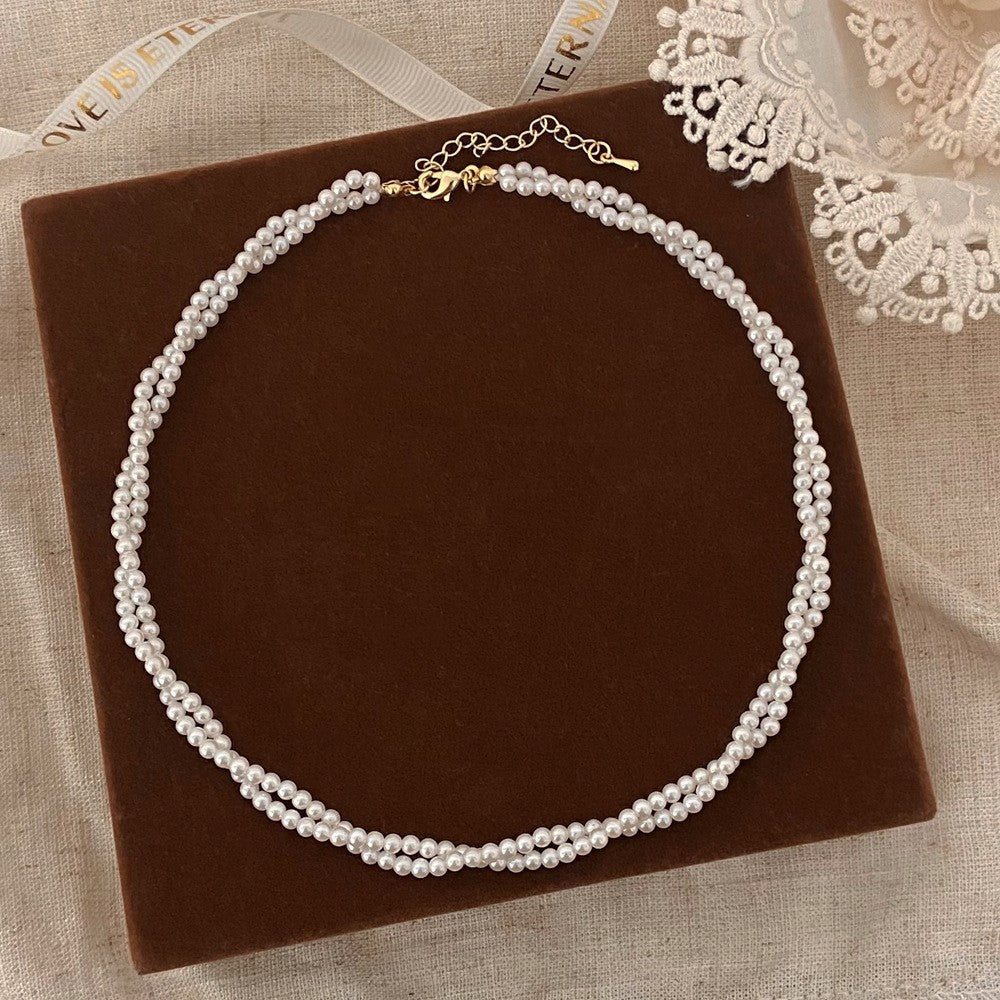 elegant aesthetic brass artificial brand pearl beads beaded layer choker necklace designer jewelry dress to impress for women