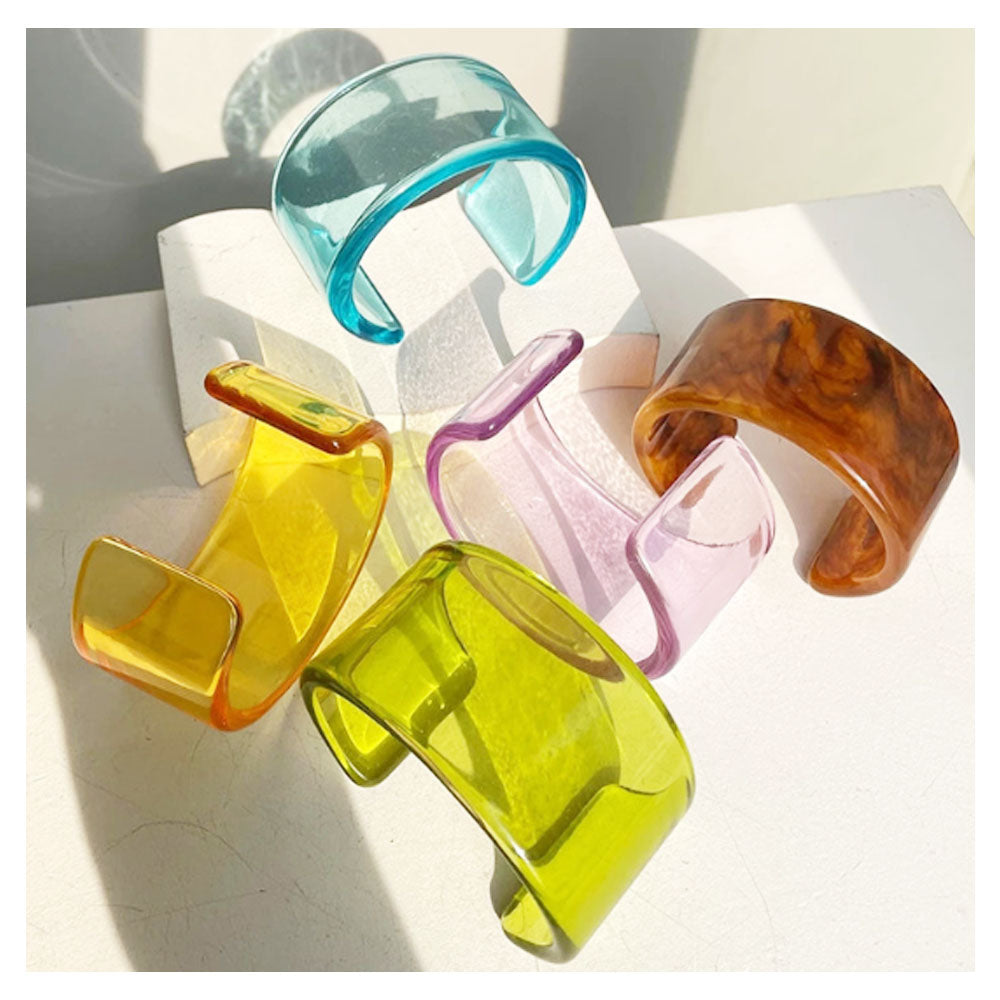 fashion epoxy acetate acrylic plastic resin open cuff bangle bracelet cuffs jewelry for women