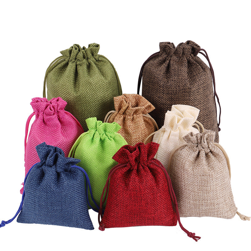 custom sizes with Logo printing Linen Material 20 Colors Jewelry bags Packing Drawstring Pouch Bag for business supplier