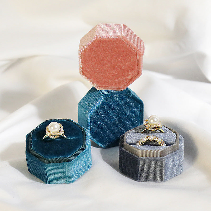luxury high end creative couple single or double rings box velvet wedding engagement boxes can pack 2 rings for ceremony