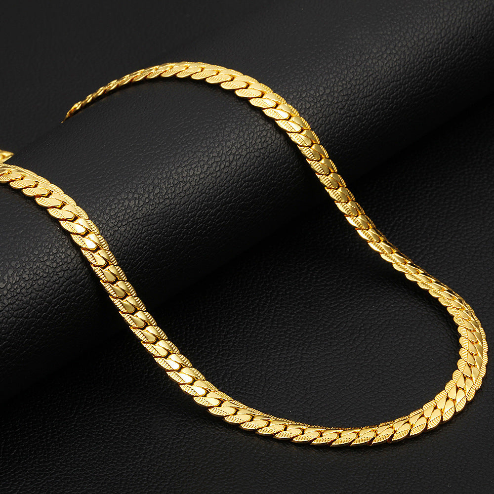 high quality triangle snake side rope chain necklace stainless steel gold plated jewelry men 4 5 7 8mm wide 20 inches 22 inches
