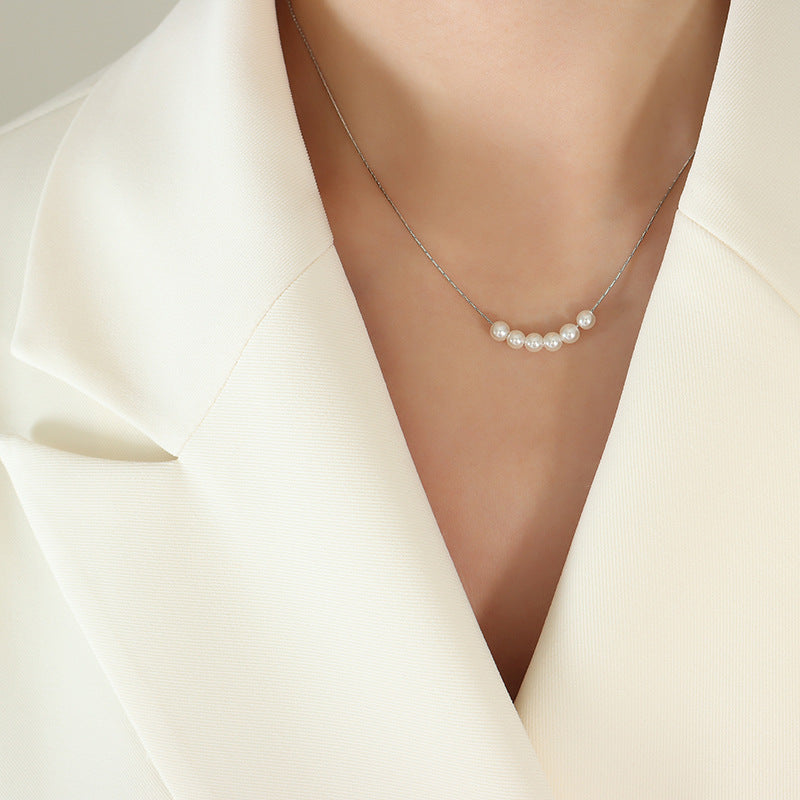 wholesale stainless steel chain pearl beads charm chain necklace jewelry business for women vendors