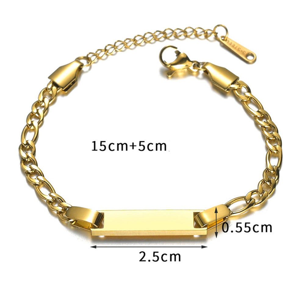 Fashion Trendy Hot Selling Stainless Steel Bar Engraving Gift Butterfly Star Crown Heart Charm Chain Bracelet Women