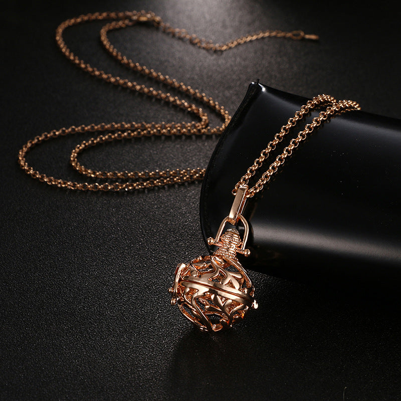 copper grass aromatherapy essential oil diffuser aroma diffusers necklace locket chim ball pendant jewelry use with lava stone