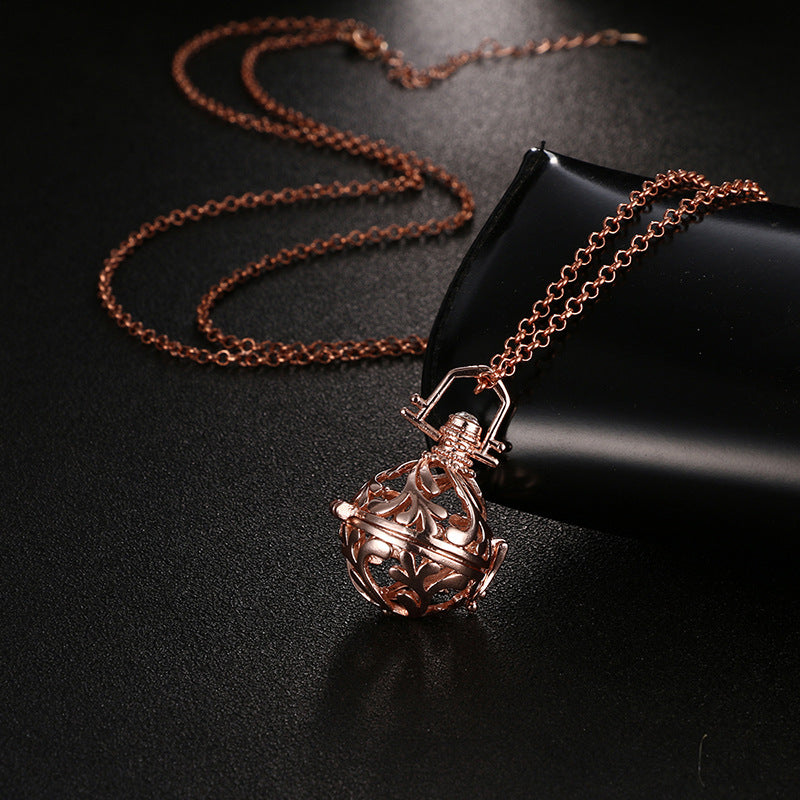 copper grass aromatherapy essential oil diffuser aroma diffusers necklace locket chim ball pendant jewelry use with lava stone