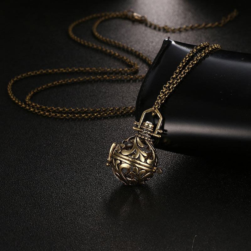 copper grass aromatherapy essential oil diffuser aroma diffusers necklace locket chim ball pendant jewelry use with lava stone