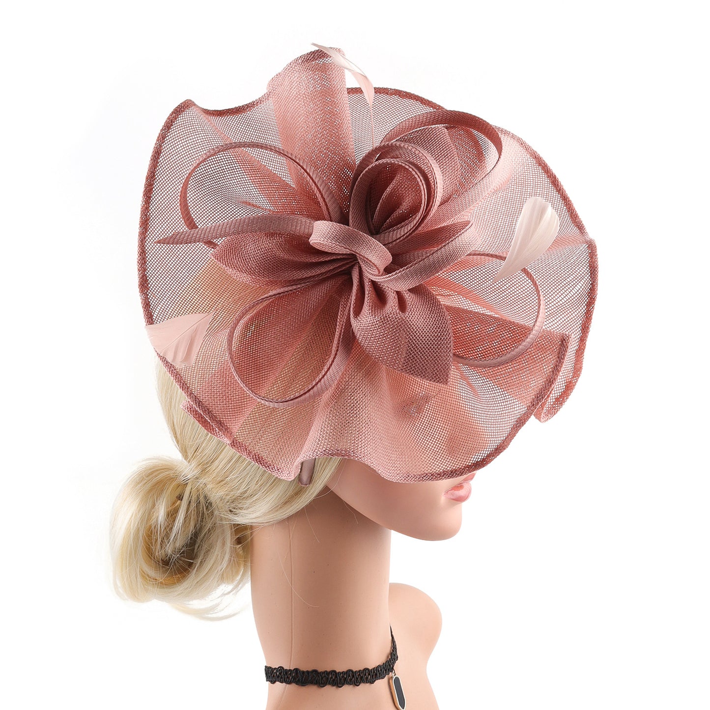 british fuchsia black white pink long hair fascinator kentucky derby hat accessories cocktail evening wedding tea party women