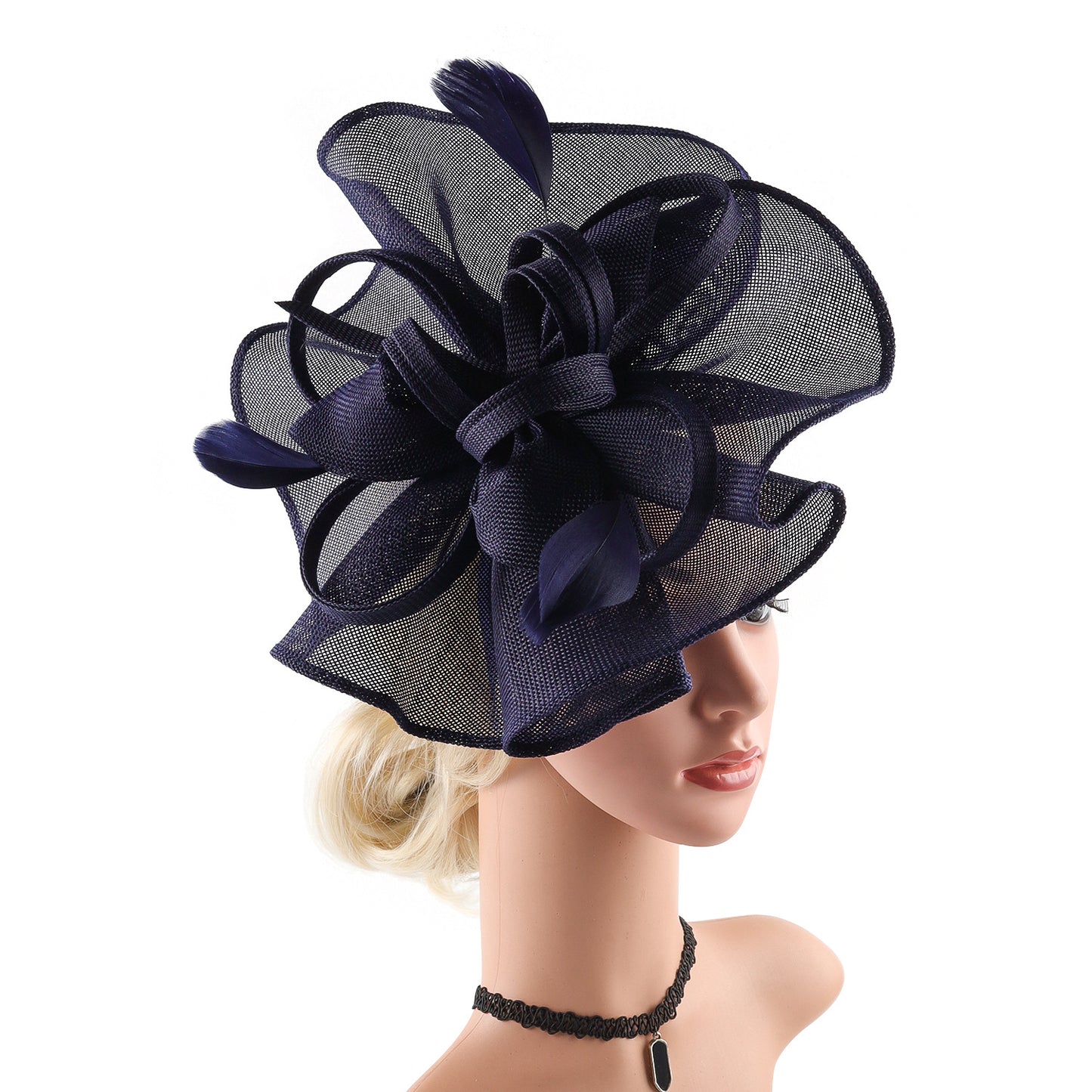 british fuchsia black white pink long hair fascinator kentucky derby hat accessories cocktail evening wedding tea party women