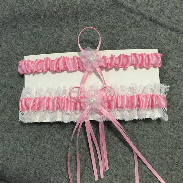 wholesale fashion trendy silk butterfly knot bow leg chain for wedding party leggings women jewelry 2pcs a set supplier