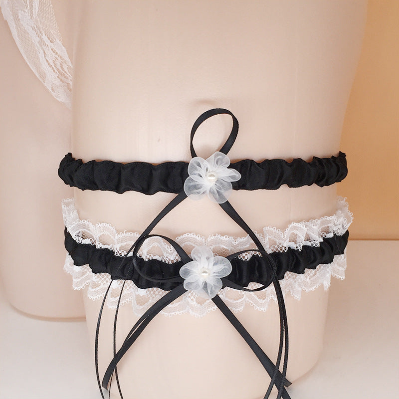 wholesale fashion trendy silk butterfly knot bow leg chain for wedding party leggings women jewelry 2pcs a set supplier