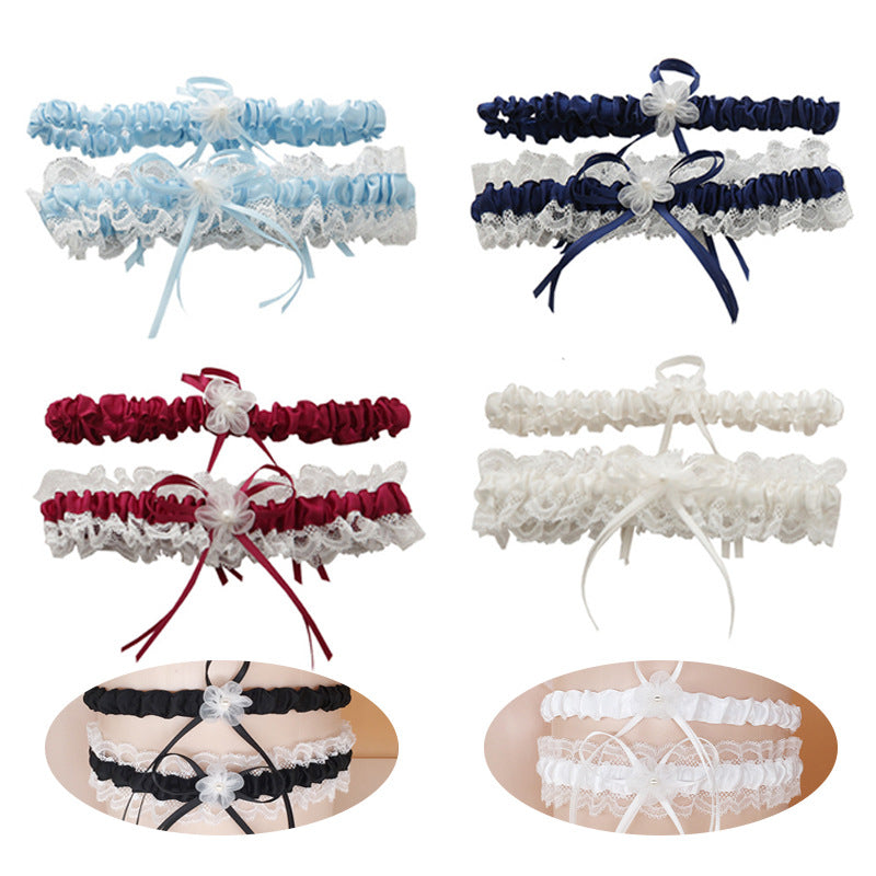 wholesale fashion trendy silk butterfly knot bow leg chain for wedding party leggings women jewelry 2pcs a set supplier