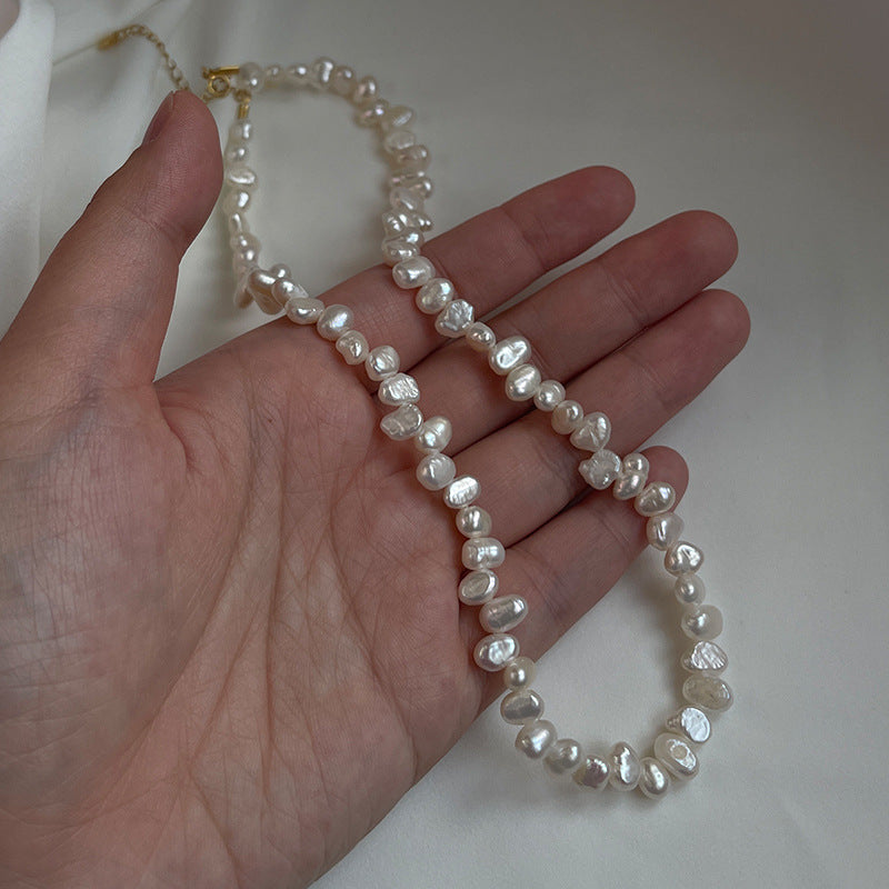 unique genuine dainty small pearl beads beaded chain necklace bracelet set necklaces with gold pendant also available