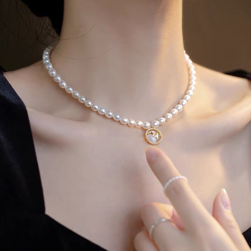 unique genuine dainty small pearl beads beaded chain necklace bracelet set necklaces with gold pendant also available