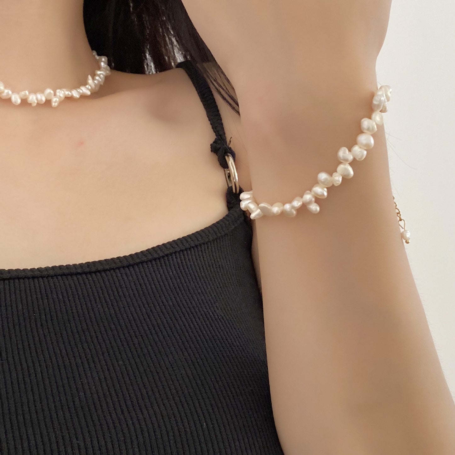 unique genuine dainty small pearl beads beaded chain necklace bracelet set necklaces with gold pendant also available