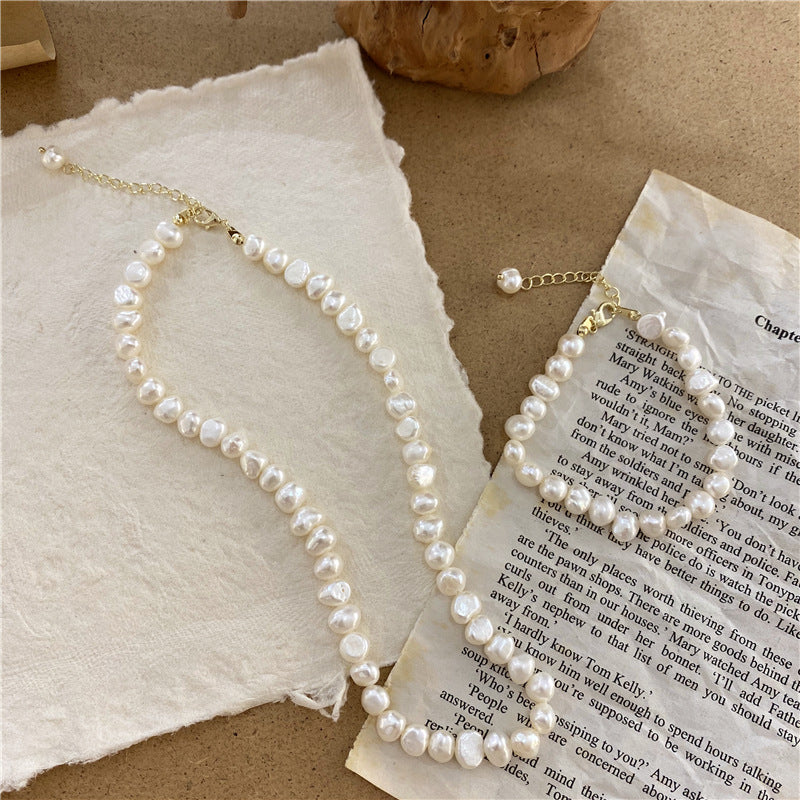 unique genuine dainty small pearl beads beaded chain necklace bracelet set necklaces with gold pendant also available