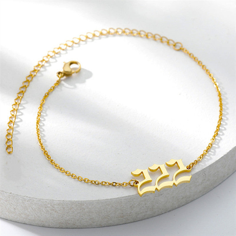 Stainless Steel Angel Number 000 111 222 333 444 555 666 777 888 999 Hand Wrist Bracelet Jewelry for Women