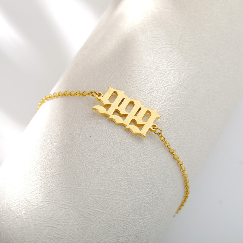 Stainless Steel Angel Number 000 111 222 333 444 555 666 777 888 999 Hand Wrist Bracelet Jewelry for Women
