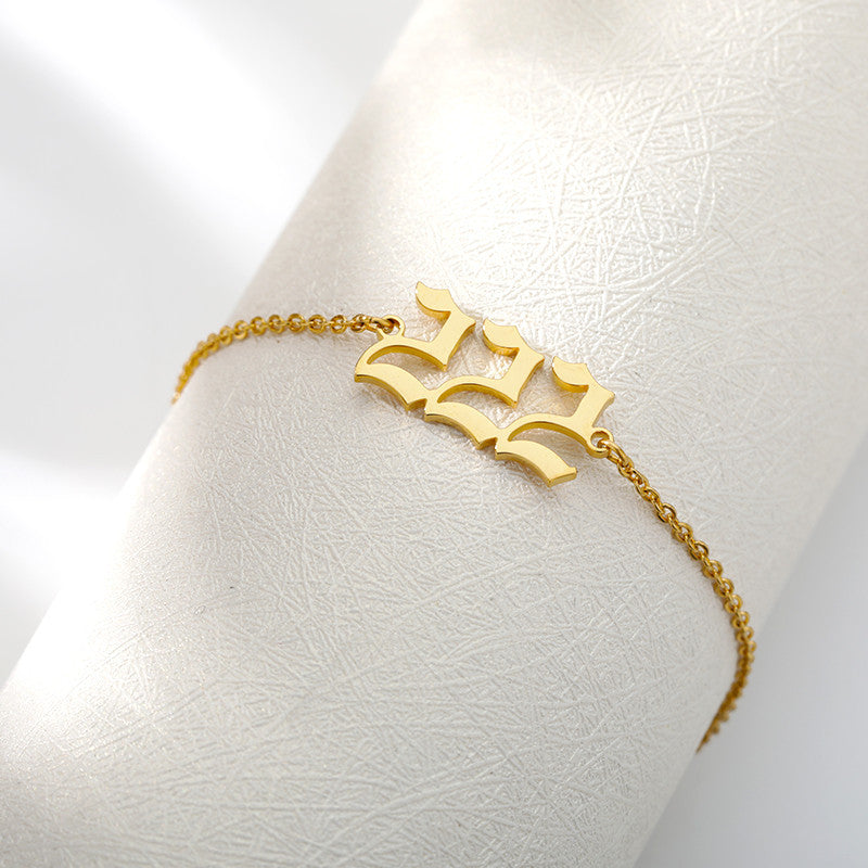 Stainless Steel Angel Number 000 111 222 333 444 555 666 777 888 999 Hand Wrist Bracelet Jewelry for Women