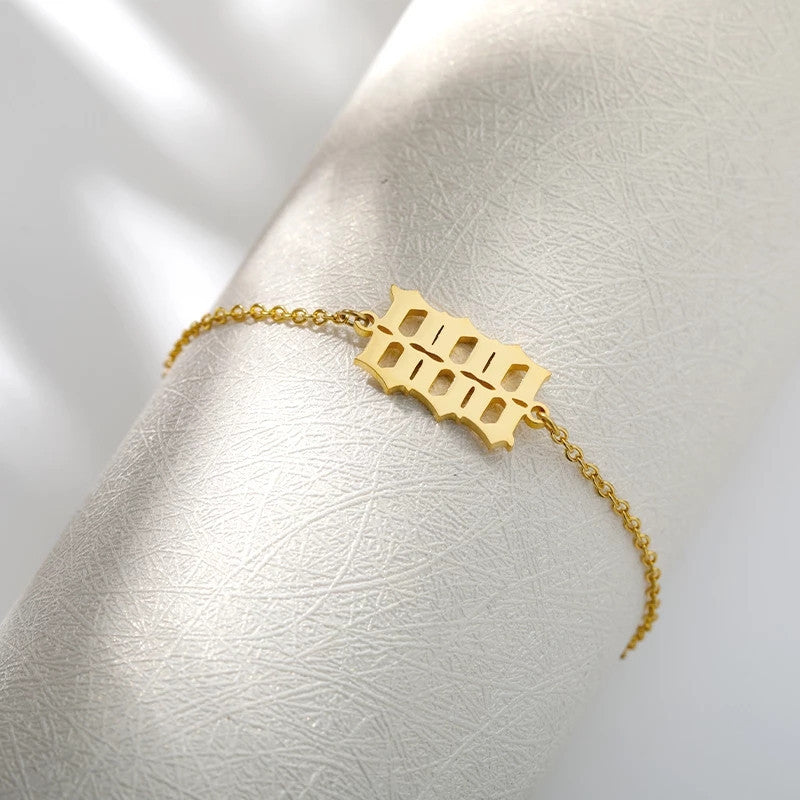 Stainless Steel Angel Number 000 111 222 333 444 555 666 777 888 999 Hand Wrist Bracelet Jewelry for Women