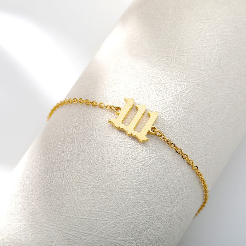Stainless Steel Angel Number 000 111 222 333 444 555 666 777 888 999 Hand Wrist Bracelet Jewelry for Women