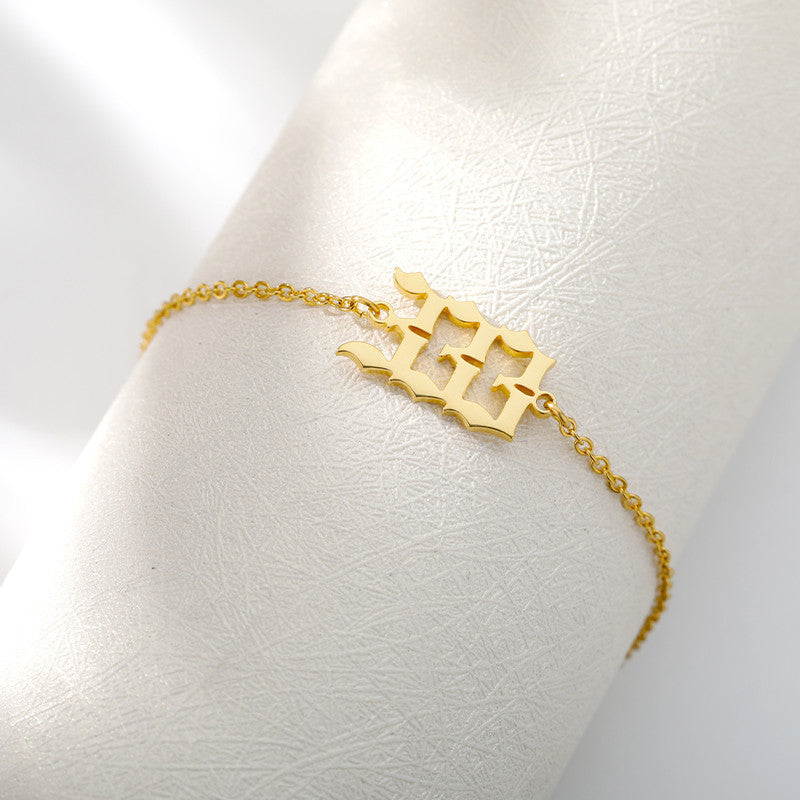 Stainless Steel Angel Number 000 111 222 333 444 555 666 777 888 999 Hand Wrist Bracelet Jewelry for Women