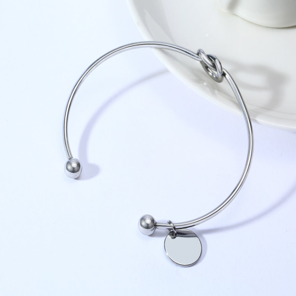 Diy Stainless Steel Gold Plated Round Plate or Custom logo Engraved Name Gift Memory Blank Laser Engraving Cuff Bracelet Women