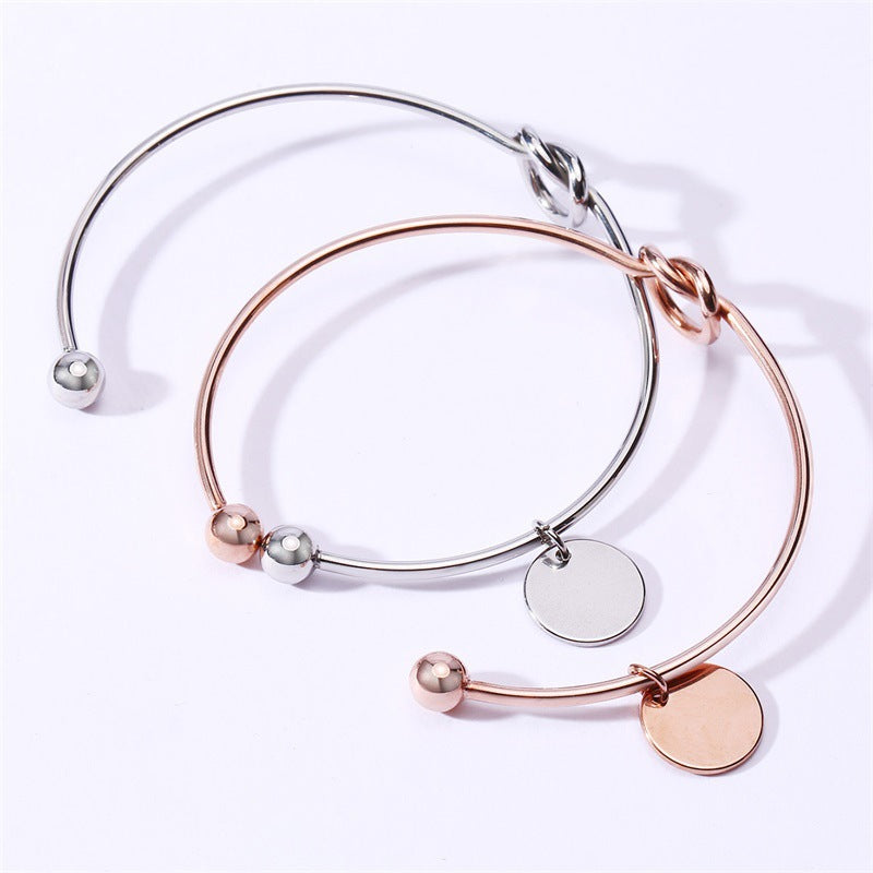 Diy Stainless Steel Gold Plated Round Plate or Custom logo Engraved Name Gift Memory Blank Laser Engraving Cuff Bracelet Women