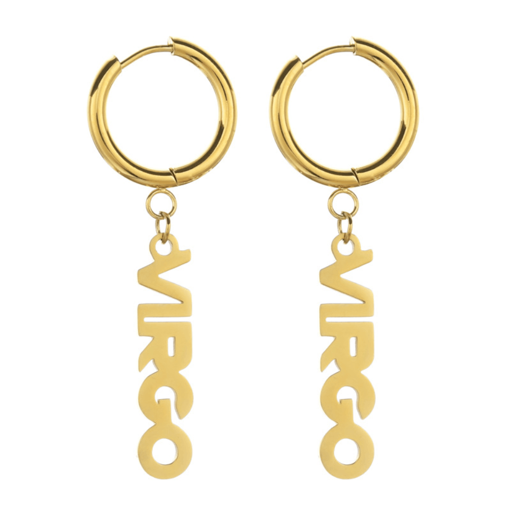 Fashion Stainless Steel English Font Stainless Steel Zodiac Sign Earrings Hoop Jewelry Women