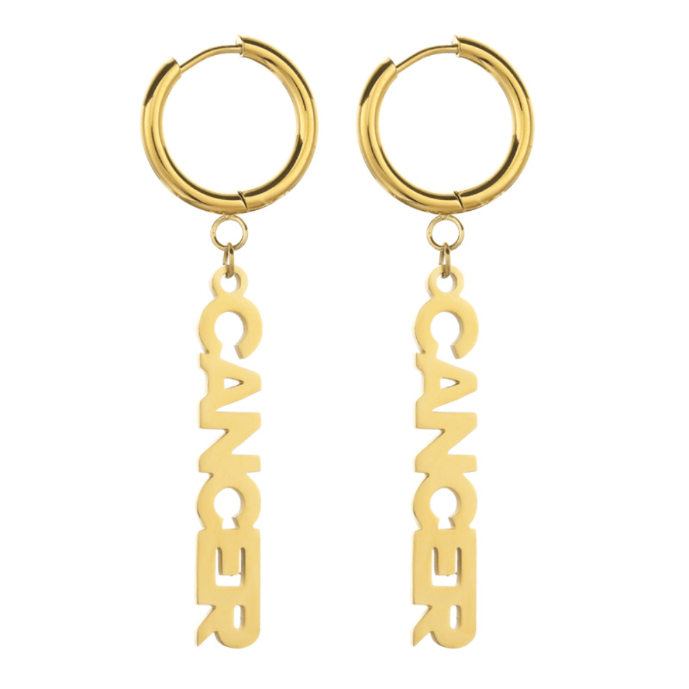Fashion Stainless Steel English Font Stainless Steel Zodiac Sign Earrings Hoop Jewelry Women